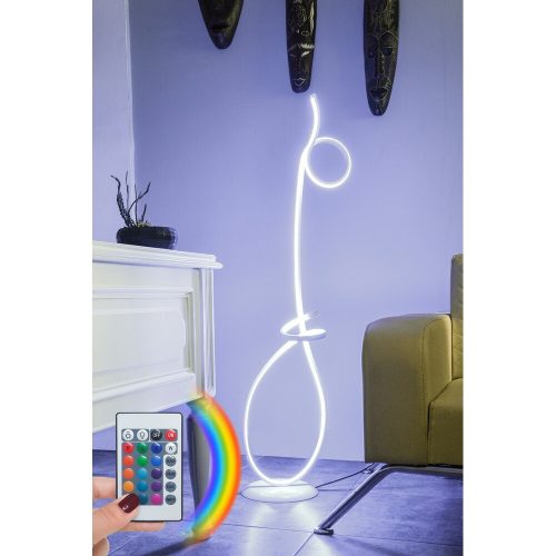 Opviq, 509CRL1105, Modern floor lamp with remote control, 120 cm high, 100% aluminum, 16 colors and 4 modes, A+ energy rating, abstract design, perfect for home and hotel