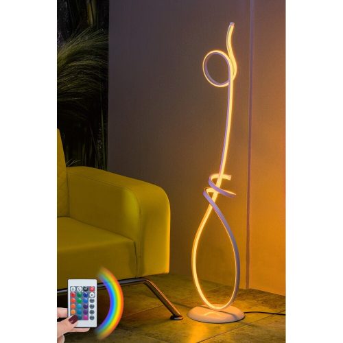 Opviq, 509CRL1105, Modern floor lamp with remote control, 120 cm high, 100% aluminum, 16 colors and 4 modes, A+ energy rating, abstract design, perfect for home and hotel
