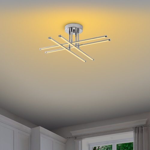 Elegant Chrome Chandelier, Metal Body, 61 x 22 x 61 cm | SMD LED 28W 3000K | Stylish Lighting for Modern Home Décor & Ambiance