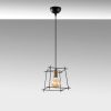 Industrial Chandelier with Metal Body, Adjustable Height 32-122 cm, Black & Antique Finish, E27 Socket, 90 cm Cable, Perfect for Modern Spaces