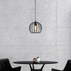 Modern Industrial Chandelier, Black & Gold, Adjustable Height 36-116 cm, Metal Body, E27 Socket, 25 cm Diameter, Stylish Lighting for Home & Office