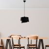 Elegant Black Chandelier, Adjustable Height 30-120 cm, Metal Body, Fabric Cap, Ø32 & Ø22, E27 Socket, Perfect for Modern Living Spaces, IP20