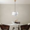 Elegant White Chandelier, Adjustable Height 30-120 cm, Metal Body, Fabric Cap, Ø32 & Ø22, E27 Socket, Perfect for Modern Home Décor, IP20 Rated