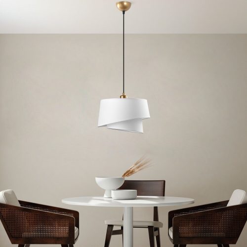 Elegant White Chandelier, Adjustable Height 30-120 cm, Metal Body, Fabric Cap, Ø32 & Ø22, E27 Socket, Perfect for Modern Home Décor, IP20 Rated