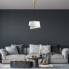 Elegant White Chandelier, Adjustable Height 30-120 cm, Metal Body, Fabric Cap, Ø32 & Ø22, E27 Socket, Perfect for Modern Home Décor, IP20 Rated