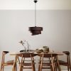 Opviq, 942FLG1673, Elegant Dark Brown Chandelier, Adjustable Height 30-120 cm, Metal Body, 3 Fabric Caps (Ø40/32/22) | Perfect for Modern Living Spaces, IP20