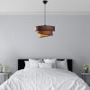 Opviq, 942FLG1673, Elegant Dark Brown Chandelier, Adjustable Height 30-120 cm, Metal Body, 3 Fabric Caps (Ø40/32/22) | Perfect for Modern Living Spaces, IP20