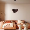 Opviq, 942FLG1673, Elegant Dark Brown Chandelier, Adjustable Height 30-120 cm, Metal Body, 3 Fabric Caps (Ø40/32/22) | Perfect for Modern Living Spaces, IP20