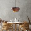Opviq, 942FLG1673, Elegant Dark Brown Chandelier, Adjustable Height 30-120 cm, Metal Body, 3 Fabric Caps (Ø40/32/22) | Perfect for Modern Living Spaces, IP20