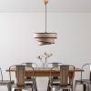 Opviq, 942FLG1674, Elegant Light Brown Chandelier, Adjustable Height 30-120 cm, Metal Body, Fabric Cap, Ø40/32/22 | Perfect for Modern Living Spaces, Stylish & Functional Design