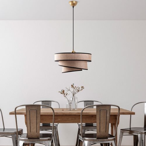Opviq, 942FLG1674, Elegant Light Brown Chandelier, Adjustable Height 30-120 cm, Metal Body, Fabric Cap, Ø40/32/22 | Perfect for Modern Living Spaces, Stylish & Functional Design