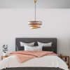 Opviq, 942FLG1674, Elegant Light Brown Chandelier, Adjustable Height 30-120 cm, Metal Body, Fabric Cap, Ø40/32/22 | Perfect for Modern Living Spaces, Stylish & Functional Design