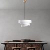 Opviq, 942FLG1675, Elegant Adjustable Chandelier, Metal Body with Fabric Cap, White Finish, 30-120 cm Height, Ø40/32/22 Caps, Perfect for Modern Living Spaces, IP20