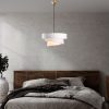 Opviq, 942FLG1675, Elegant Adjustable Chandelier, Metal Body with Fabric Cap, White Finish, 30-120 cm Height, Ø40/32/22 Caps, Perfect for Modern Living Spaces, IP20