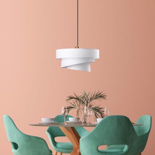 Opviq, 942FLG1675, Elegant, adjustable chandelier, metal body with fabric cap, white finish, 30-120 cm high, Ø40/32/22 caps, perfect for modern living spaces, IP20
