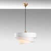 Opviq, 942FLG1675, Elegant Adjustable Chandelier, Metal Body with Fabric Cap, White Finish, 30-120 cm Height, Ø40/32/22 Caps, Perfect for Modern Living Spaces, IP20