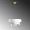 Opviq, 942FLG1675, Elegant Adjustable Chandelier, Metal Body with Fabric Cap, White Finish, 30-120 cm Height, Ø40/32/22 Caps, Perfect for Modern Living Spaces, IP20
