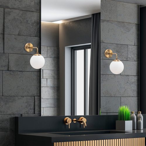 Vintage Wall Lamp with Metal Body & Glass Cap, 15 x 27 x 25 cm | E14 Socket, Max 40W, IP20 | Elegant Copper Design for Glam & Scandinavian Decor
