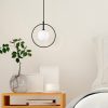 Modern Industrial Chandelier, Black & White, 21 x 12 cm | Adjustable Height 40-116 cm | Metal Body & Glass Cap | G9 Socket, Max 10W | Stylish Scandinavian Design