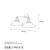 Modern Wall Lamp, Black & Gold, 55 x 27 x 20 cm | Metal Body, IP20, 2 x E27 Max 40W | Stylish Industrial & Scandinavian Design for Home Decor