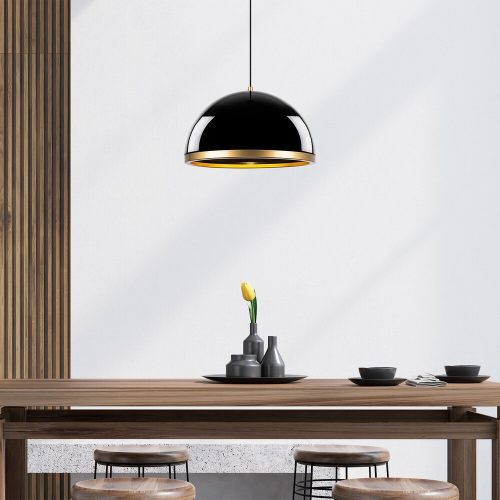 Elegant Black & Gold Chandelier, 40 x 40 x 30 cm, Adjustable Height up to 120 cm | Metal Body, IP20, E27 Socket | Perfect for Glam & Scandinavian Decor