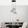 Industrial Chandelier, Black & Antique Finish, 55 x 55 x 116 cm | Metal Body, Adjustable Height, 3 x E27 Socket | Perfect for Modern Home Decor