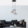 Industrial Chandelier, Black & Antique Finish, 55 x 55 x 116 cm | Metal Body, Adjustable Height, 3 x E27 Socket | Perfect for Modern Home Decor