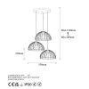 Industrial Chandelier, Black & Antique Finish, 55 x 55 x 116 cm | Metal Body, Adjustable Height, 3 x E27 Socket | Perfect for Modern Home Decor