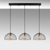 Industrial Chandelier with Metal Body, Black & Antique Finish, 101 x 31 x 105 cm | Adjustable Height, 3 x E27 Sockets, Perfect for Modern Spaces