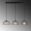 Industrial Chandelier with Metal Body, Black & Antique Finish, 101 x 31 x 105 cm | Adjustable Height, 3 x E27 Sockets, Perfect for Modern Spaces
