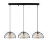 Industrial Chandelier with Metal Body, Black & Antique Finish, 101 x 31 x 105 cm | Adjustable Height, 3 x E27 Sockets, Perfect for Modern Spaces