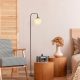 Modern Floor Lamp with Metal Body & Glass Cap, 27 x 27 x 146 cm, Black & Cream | E14 Socket, Industrial/Scandinavian Design, On/Off Button