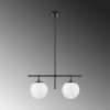 Modern Industrial Chandelier, Black & Cream, Adjustable Height 52 x 15 x 36-76 cm | Metal Body, Glass Cap, 2 x E14 Socket | Stylish Lighting for Home Decor