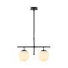Modern Industrial Chandelier, Black & Cream, Adjustable Height 52 x 15 x 36-76 cm | Metal Body, Glass Cap, 2 x E14 Socket | Stylish Lighting for Home Decor