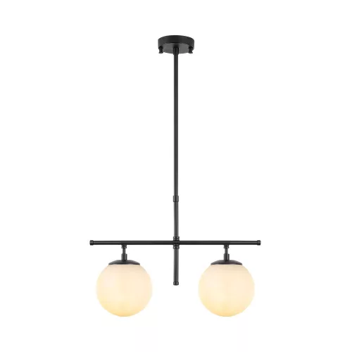 Opviq, 942FLG1230, Modern industrial chandelier, black-cream, adjustable height 52 x 15 x 36-76 cm | Metal housing, glass cap | Stylish lighting for home decoration