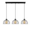 Industrial Chandelier with Metal Body, Adjustable Height 101 x 28 x 46-126 cm, Black & Antique Finish, 3 x E27 Socket, Perfect for Modern Spaces