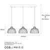 Industrial Chandelier with Metal Body, Adjustable Height 101 x 28 x 46-126 cm, Black & Antique Finish, 3 x E27 Socket, Perfect for Modern Spaces