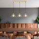 Elegant Shiny Gold Chandelier, Metal Body, Adjustable Height, 101 x 28 x 126 cm | 3 x E27 Max 40W | Modern Glam Design for Home & Office
