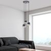 Modern Anthracite Chandelier, Metal Body, Adjustable Height, 35 x 35 x 110 cm | 3 x E27 Socket, IP20 | Stylish Scandinavian Design for Home Decor