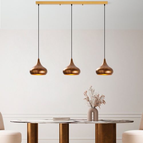 Vintage Metal Chandelier, Adjustable Height 38-126 cm, Ø30 cm Cap, 3 x E27 Max 40W, 220-240V, IP20 | Elegant Lighting for Home & Dining Spaces