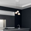 Elegant White & Gold Chandelier, 35 x 35 x 110 cm | Metal Body, Adjustable Height, 3 x E27 Socket | Modern Scandinavian Design for Home & Office
