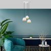 Elegant White & Gold Chandelier, 35 x 35 x 110 cm | Metal Body, Adjustable Height, 3 x E27 Socket | Modern Scandinavian Design for Home & Office