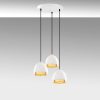 Elegant White & Gold Chandelier, 35 x 35 x 110 cm | Metal Body, Adjustable Height, 3 x E27 Socket | Modern Scandinavian Design for Home & Office