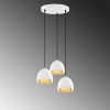 Elegant White & Gold Chandelier, 35 x 35 x 110 cm | Metal Body, Adjustable Height, 3 x E27 Socket | Modern Scandinavian Design for Home & Office
