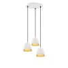 Elegant White & Gold Chandelier, 35 x 35 x 110 cm | Metal Body, Adjustable Height, 3 x E27 Socket | Modern Scandinavian Design for Home & Office