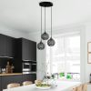 Modern Black Chandelier, Metal Body, 40 x 40 x 113 cm | Adjustable Height, 3 x E27 Socket, IP20 | Stylish Industrial Design for Home & Office