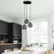 Modern Black Chandelier, Metal Body, 40 x 40 x 113 cm | Adjustable Height, 3 x E27 Socket, IP20 | Stylish Industrial Design for Home & Office
