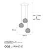 Modern Black Chandelier, Metal Body, 40 x 40 x 113 cm | Adjustable Height, 3 x E27 Socket, IP20 | Stylish Industrial Design for Home & Office