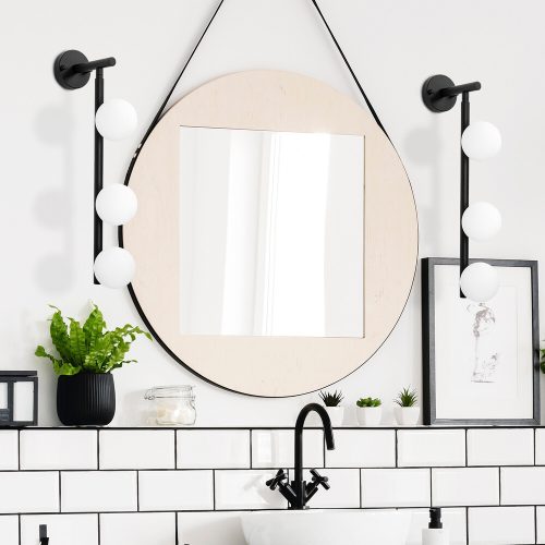 Stylish Wall Lamp, Black & White, 59 cm Height | Metal Body, Glass Cap, IP20 | Perfect for Bohemian, Industrial & Scandinavian Decor | Socket: 3 x G9