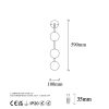 Stylish Wall Lamp, Black & White, 59 cm Height | Metal Body, Glass Cap, IP20 | Perfect for Bohemian, Industrial & Scandinavian Decor | Socket: 3 x G9